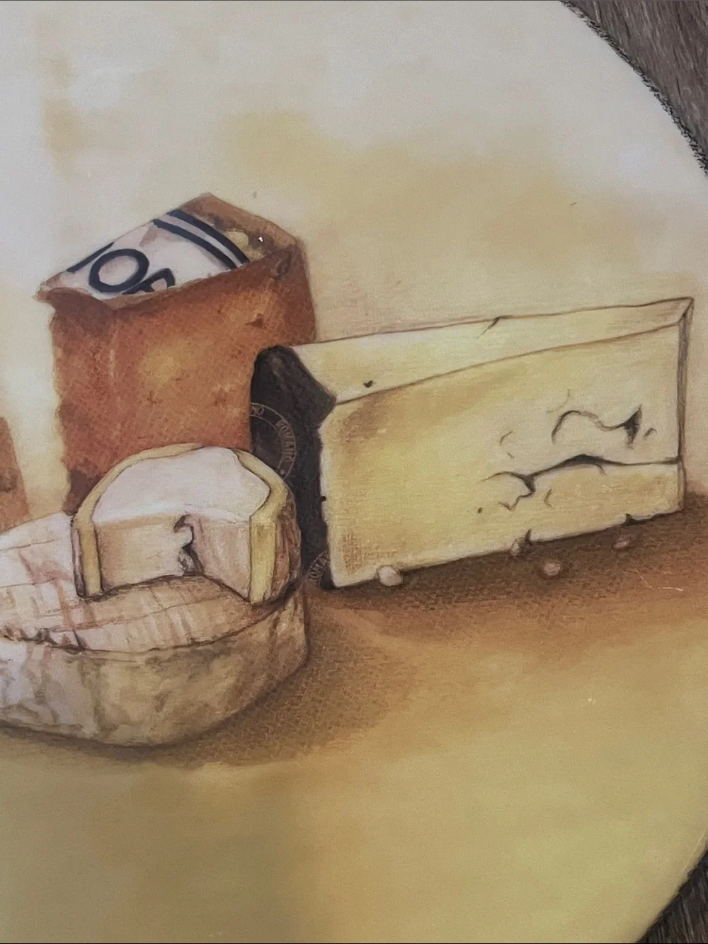 Williams-Sonoma White Ceramic serving tray with Cheese Illustration